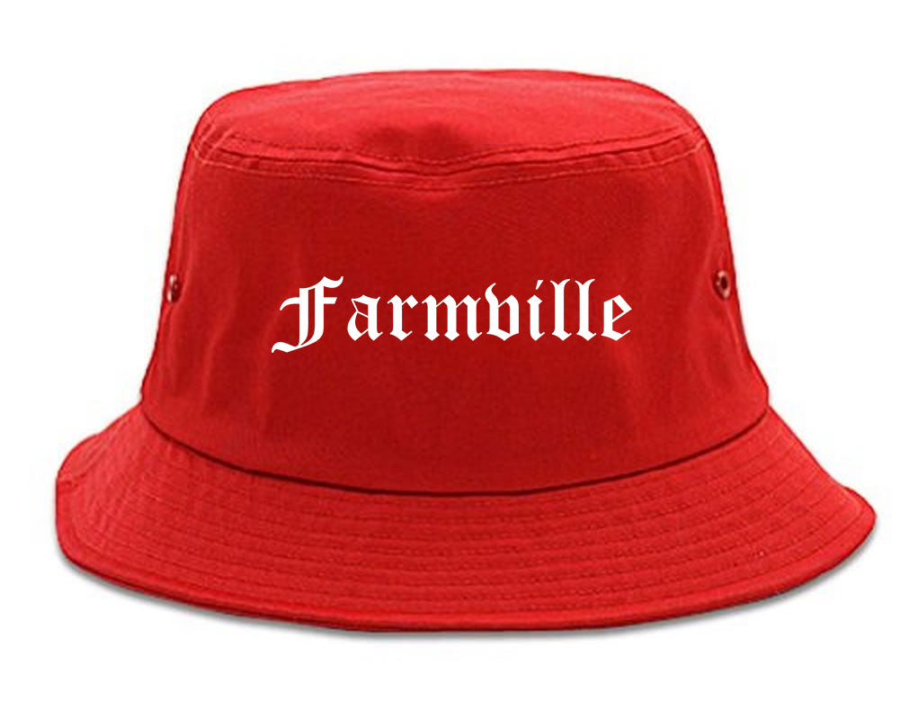 Farmville North Carolina NC Old English Mens Bucket Hat Red