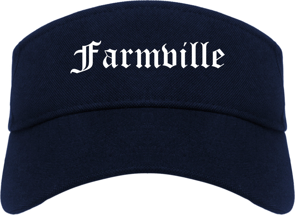 Farmville Virginia VA Old English Mens Visor Cap Hat Navy Blue