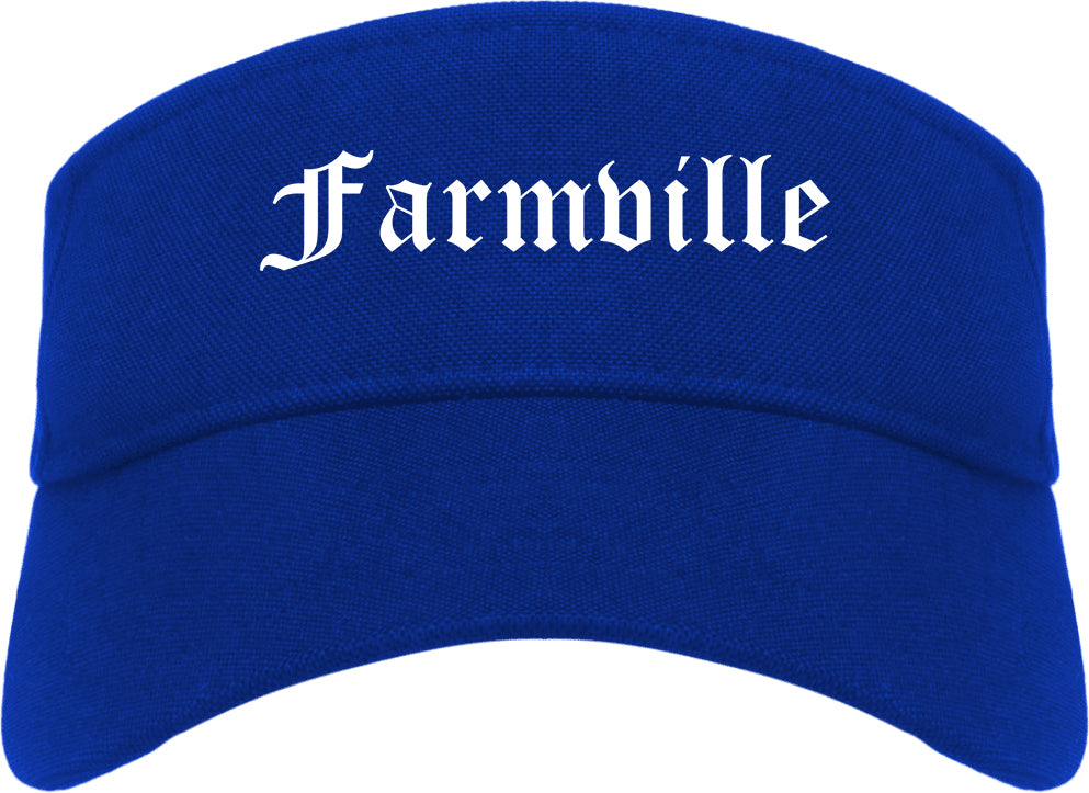 Farmville Virginia VA Old English Mens Visor Cap Hat Royal Blue