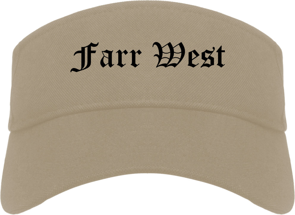 Farr West Utah UT Old English Mens Visor Cap Hat Khaki