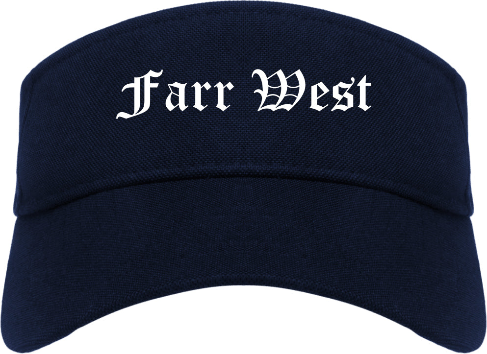 Farr West Utah UT Old English Mens Visor Cap Hat Navy Blue