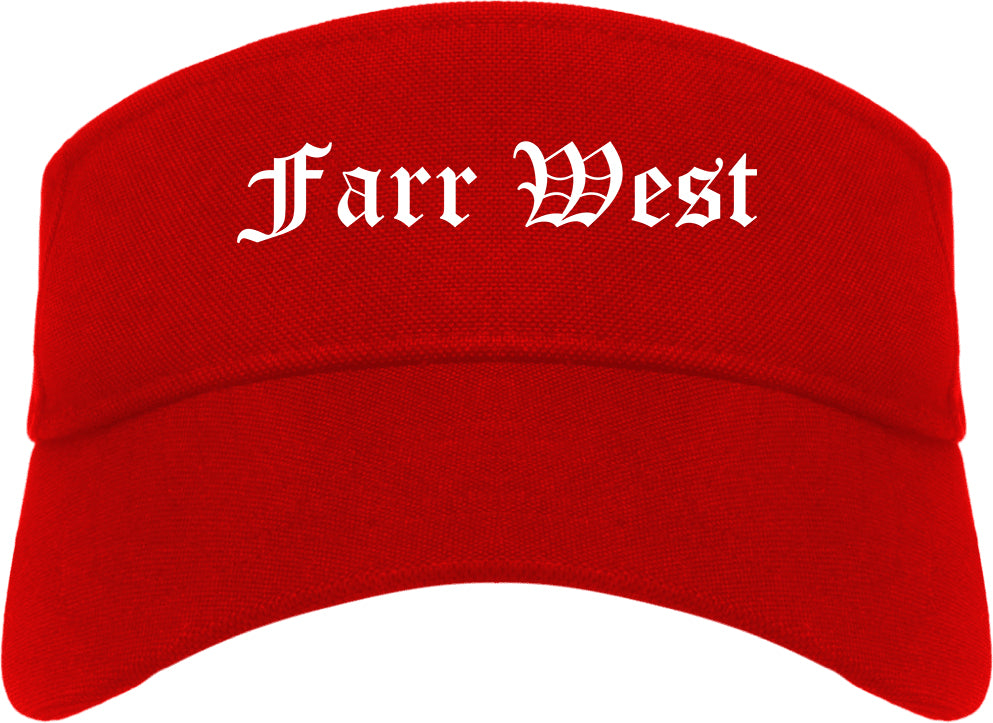 Farr West Utah UT Old English Mens Visor Cap Hat Red