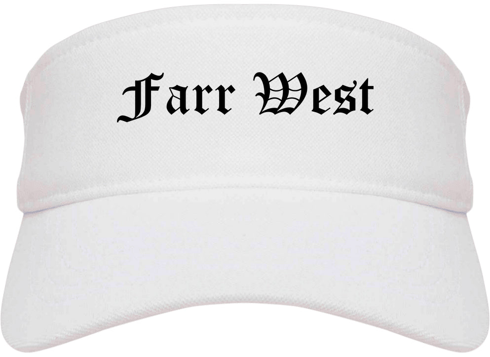 Farr West Utah UT Old English Mens Visor Cap Hat White