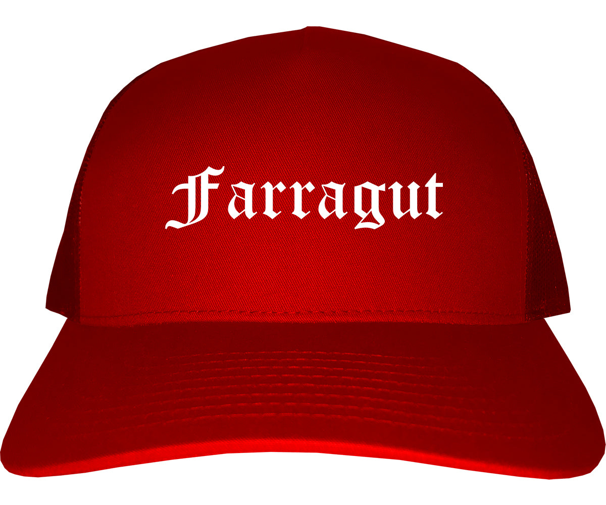 Farragut Tennessee TN Old English Mens Trucker Hat Cap Red