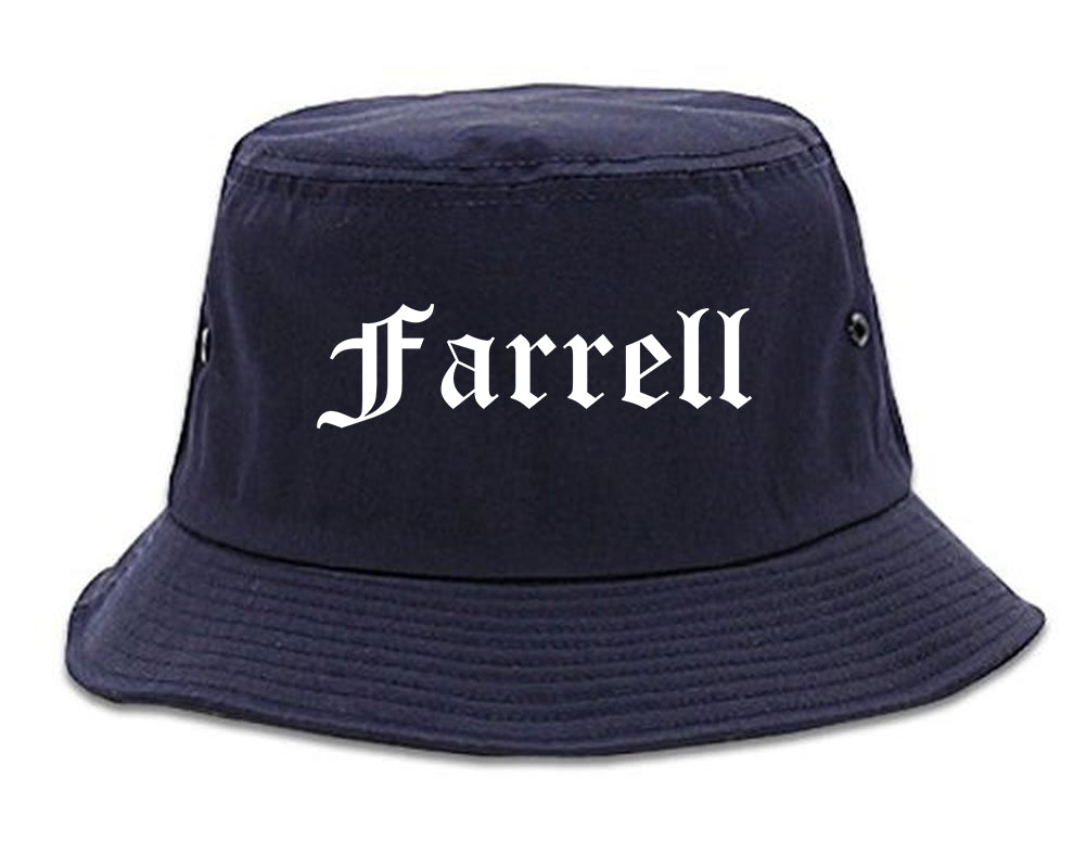 Farrell Pennsylvania PA Old English Mens Bucket Hat Navy Blue