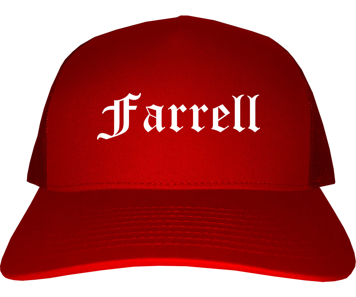 Farrell Pennsylvania PA Old English Mens Trucker Hat Cap Red