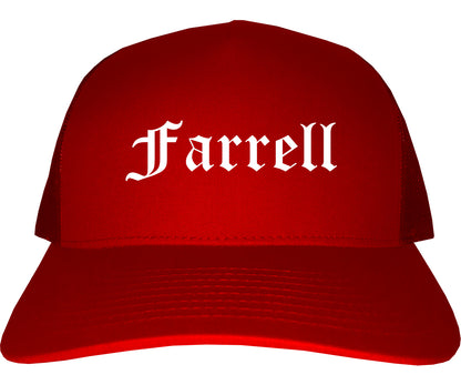 Farrell Pennsylvania PA Old English Mens Trucker Hat Cap Red