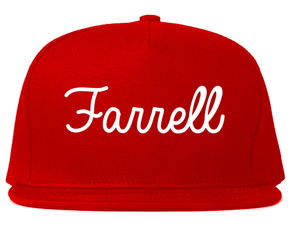 Farrell Pennsylvania PA Script Mens Snapback Hat Red