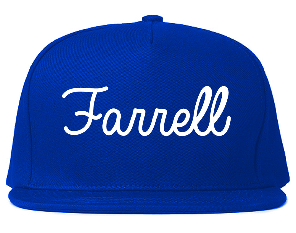 Farrell Pennsylvania PA Script Mens Snapback Hat Royal Blue