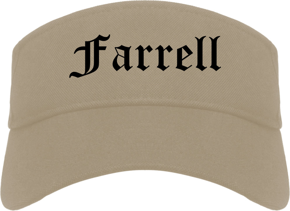 Farrell Pennsylvania PA Old English Mens Visor Cap Hat Khaki