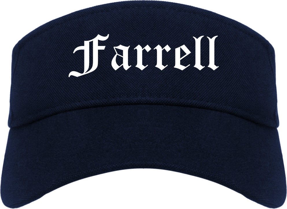 Farrell Pennsylvania PA Old English Mens Visor Cap Hat Navy Blue
