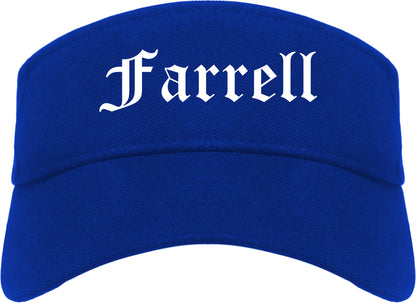 Farrell Pennsylvania PA Old English Mens Visor Cap Hat Royal Blue