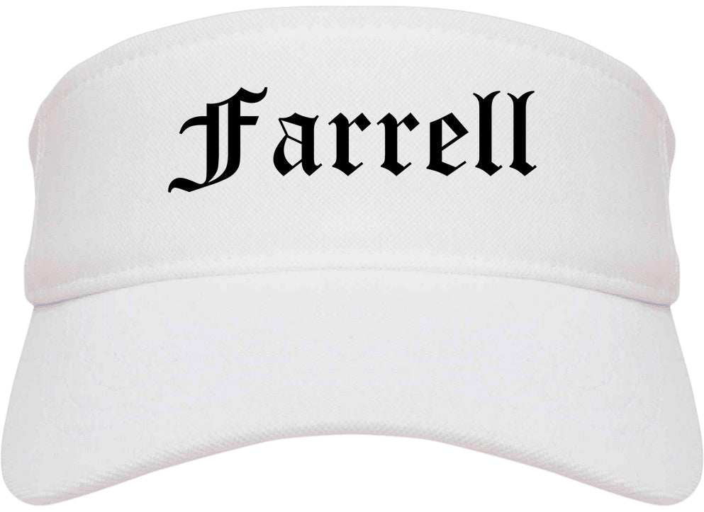 Farrell Pennsylvania PA Old English Mens Visor Cap Hat White