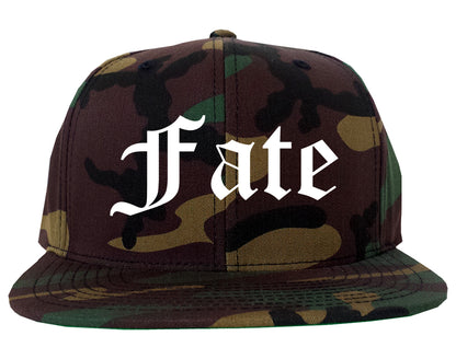 Fate Texas TX Old English Mens Snapback Hat Army Camo