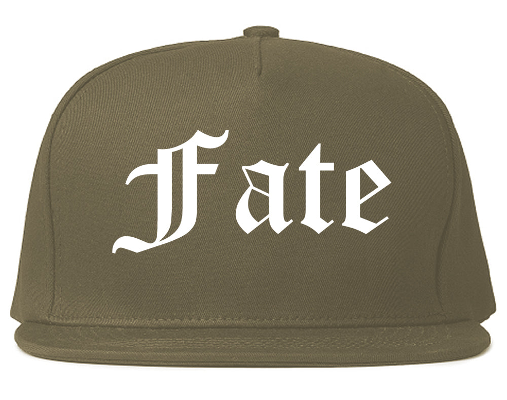 Fate Texas TX Old English Mens Snapback Hat Grey