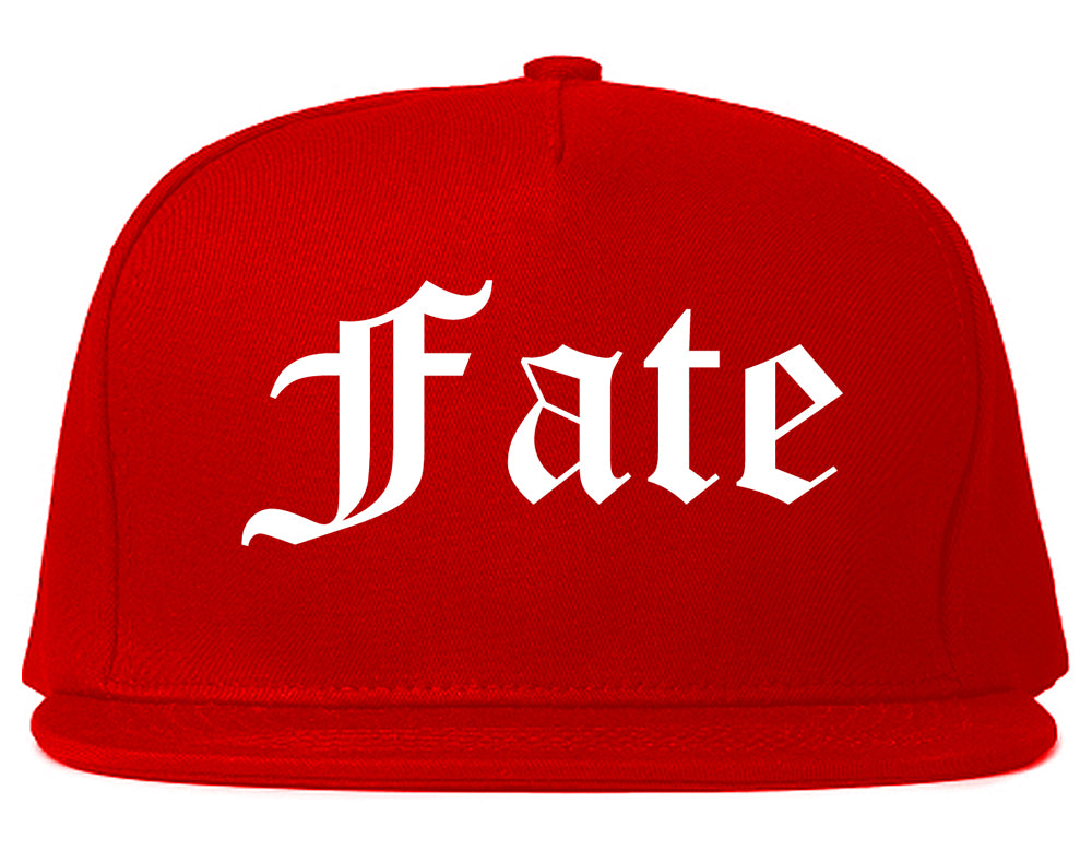 Fate Texas TX Old English Mens Snapback Hat Red