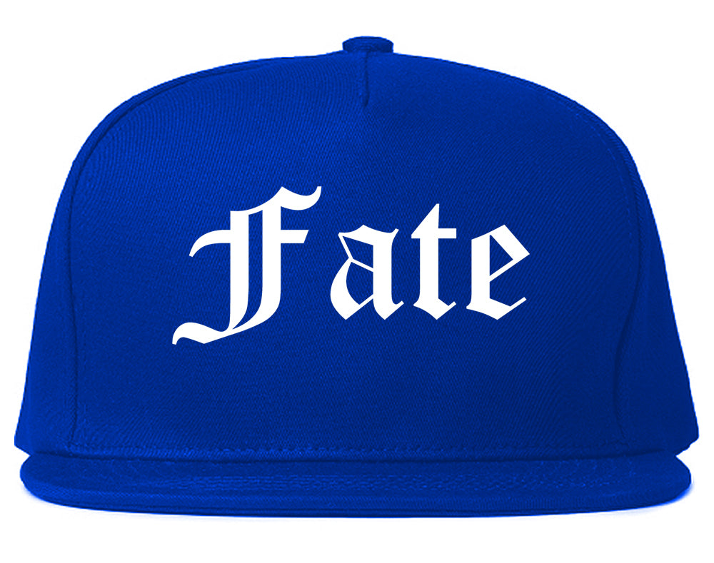 Fate Texas TX Old English Mens Snapback Hat Royal Blue