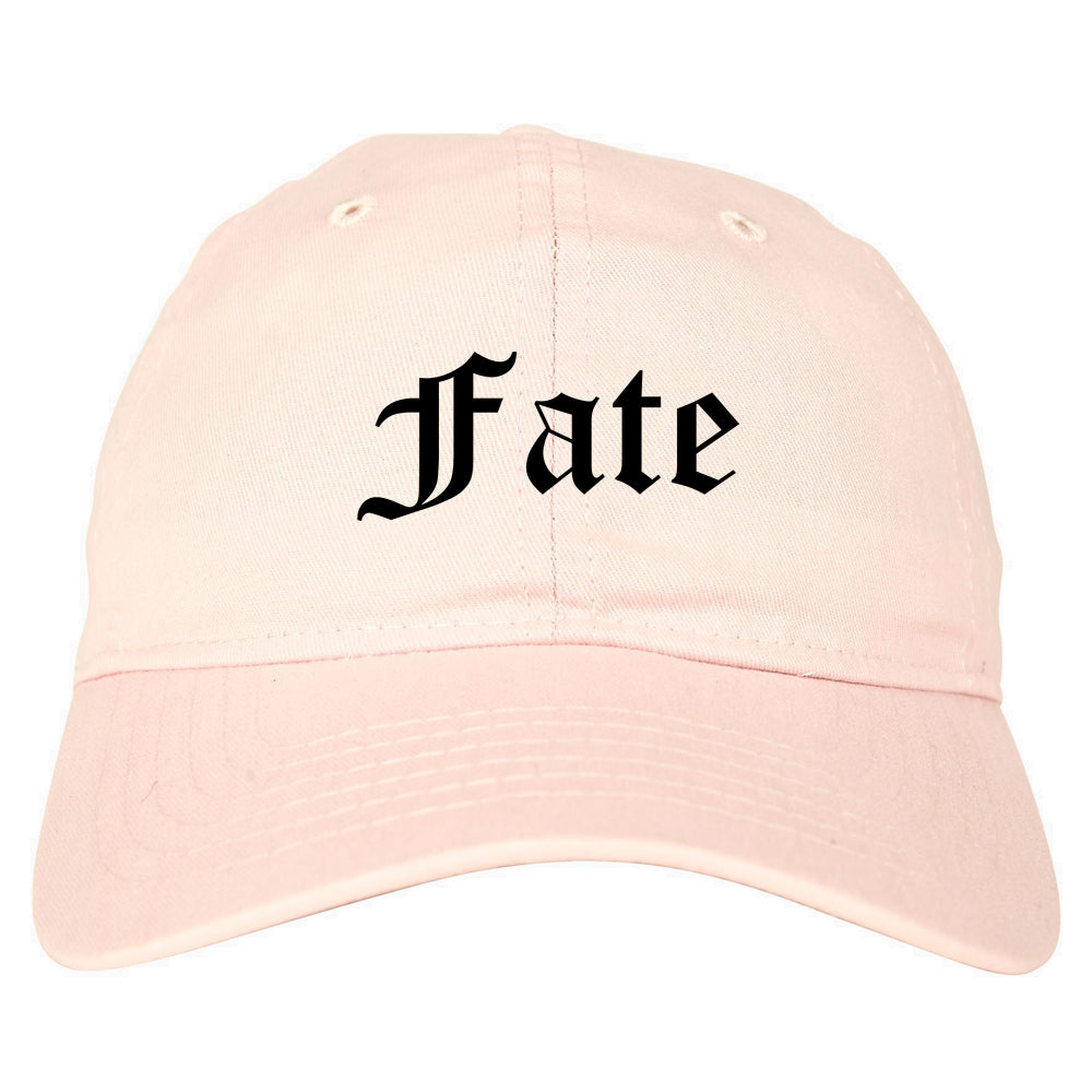 Fate Texas TX Old English Mens Dad Hat Baseball Cap Pink