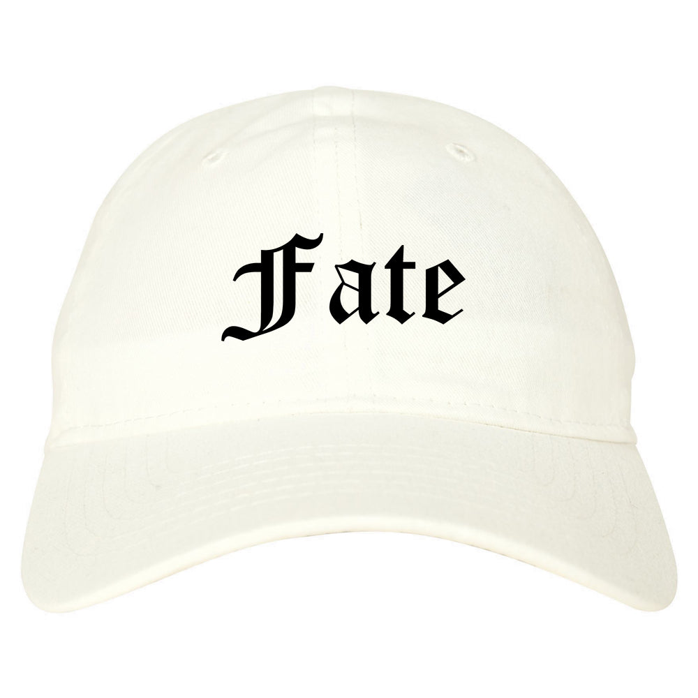 Fate Texas TX Old English Mens Dad Hat Baseball Cap White