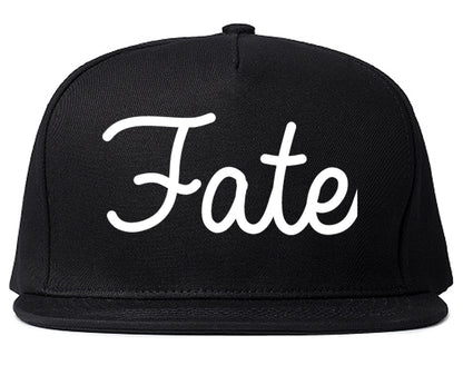 Fate Texas TX Script Mens Snapback Hat Black