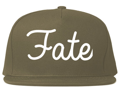 Fate Texas TX Script Mens Snapback Hat Grey
