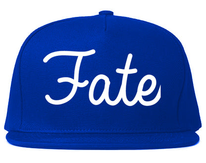 Fate Texas TX Script Mens Snapback Hat Royal Blue