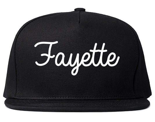 Fayette Alabama AL Script Mens Snapback Hat Black