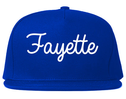 Fayette Alabama AL Script Mens Snapback Hat Royal Blue