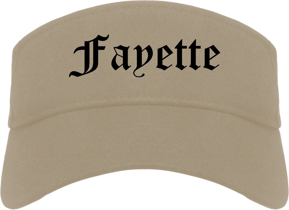 Fayette Alabama AL Old English Mens Visor Cap Hat Khaki