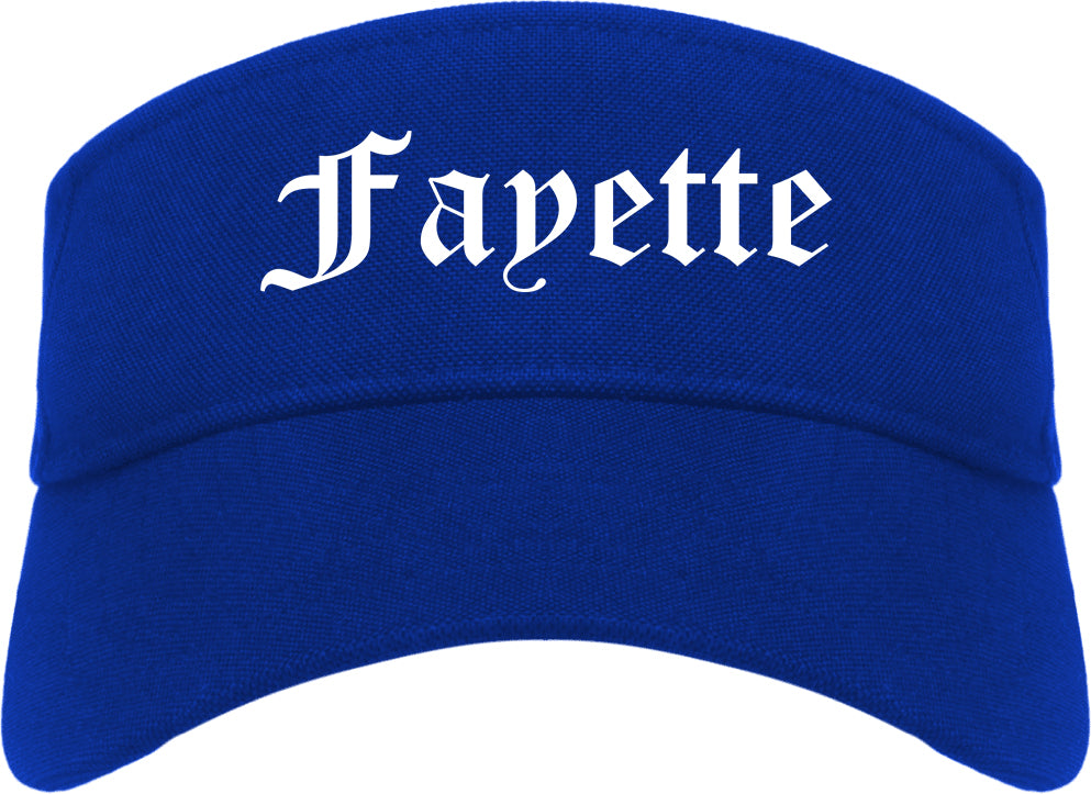 Fayette Alabama AL Old English Mens Visor Cap Hat Royal Blue