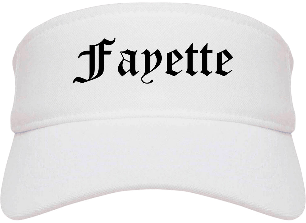 Fayette Alabama AL Old English Mens Visor Cap Hat White