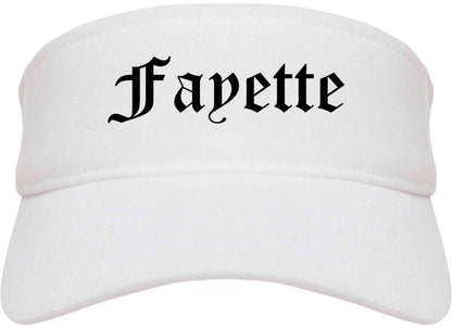 Fayette Alabama AL Old English Mens Visor Cap Hat White