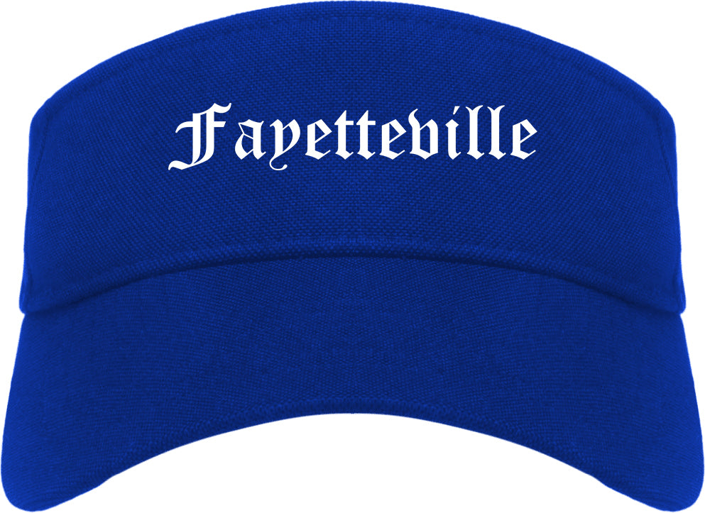 Fayetteville Arkansas AR Old English Mens Visor Cap Hat Royal Blue