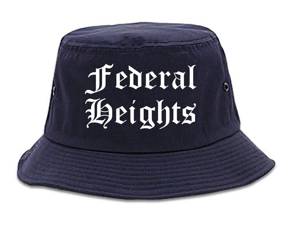 Federal Heights Colorado CO Old English Mens Bucket Hat Navy Blue