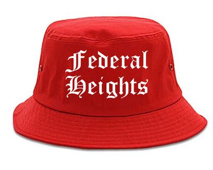 Federal Heights Colorado CO Old English Mens Bucket Hat Red