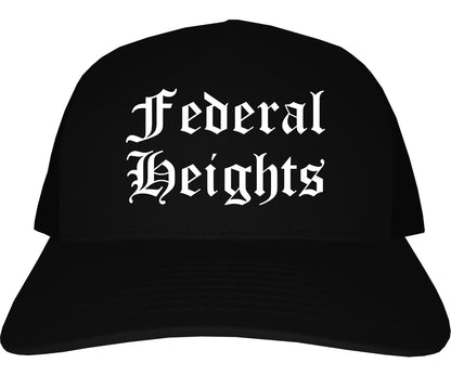 Federal Heights Colorado CO Old English Mens Trucker Hat Cap Black