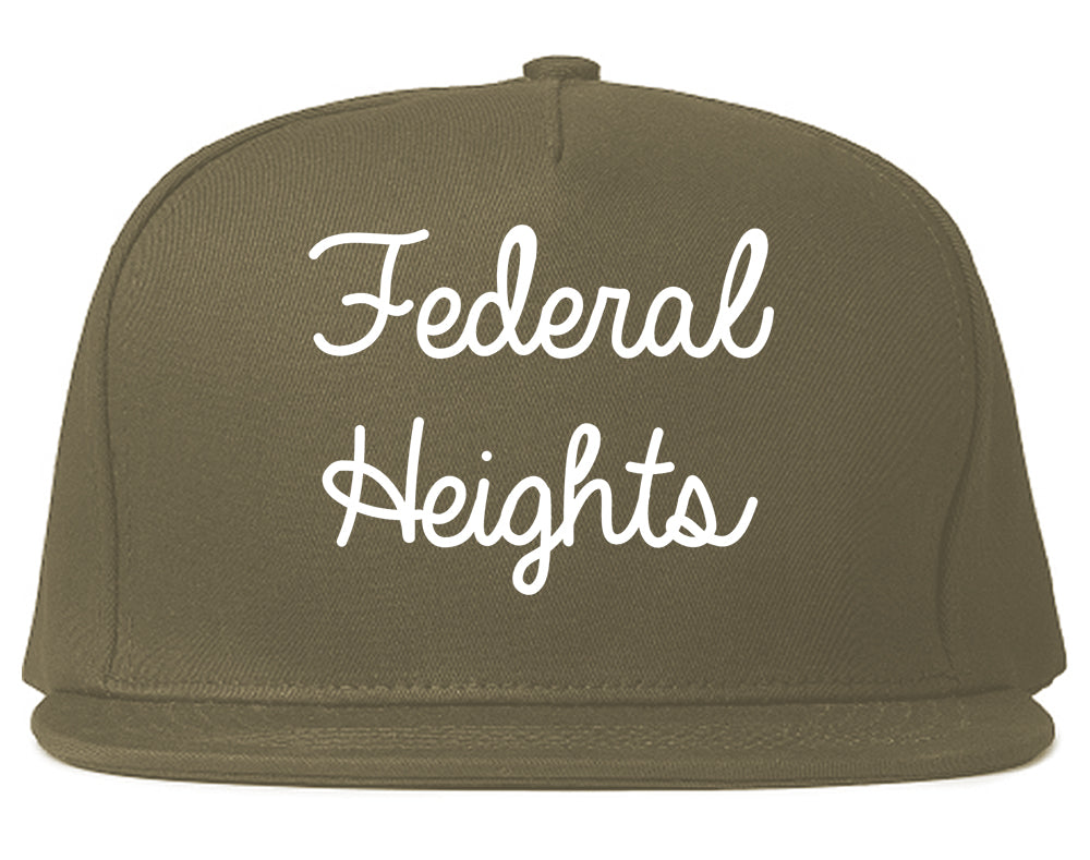 Federal Heights Colorado CO Script Mens Snapback Hat Grey