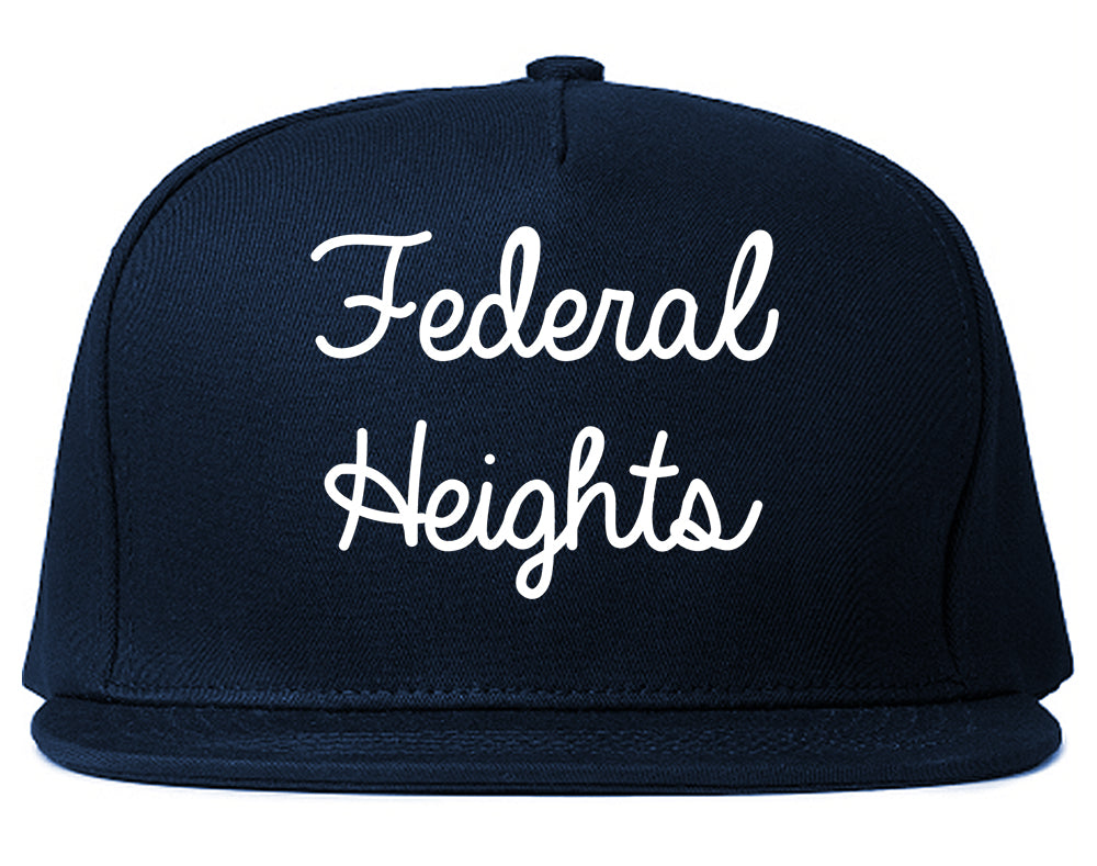 Federal Heights Colorado CO Script Mens Snapback Hat Navy Blue