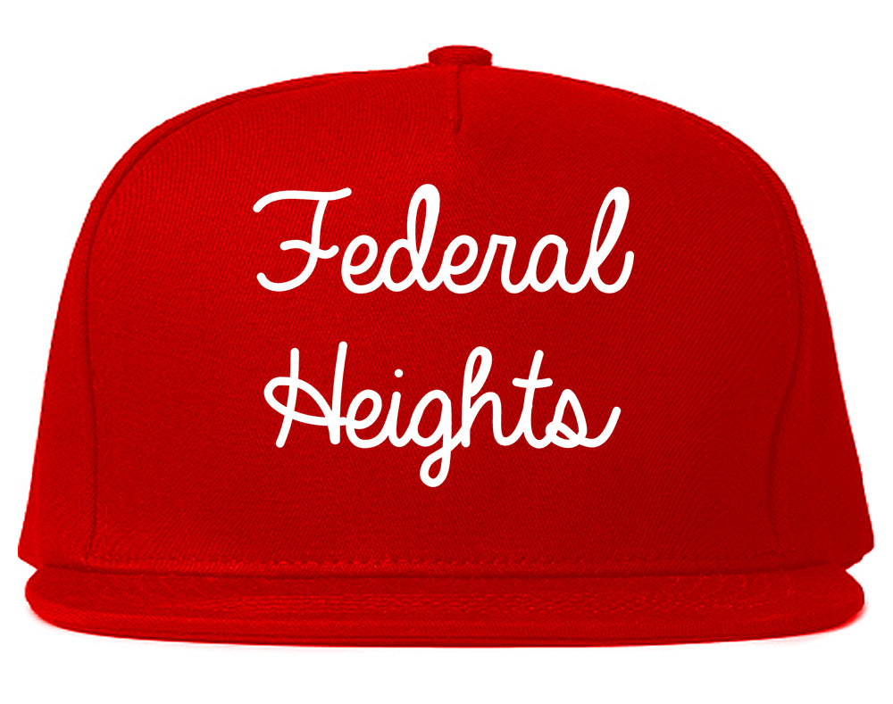 Federal Heights Colorado CO Script Mens Snapback Hat Red
