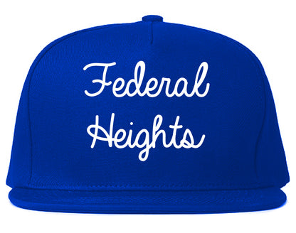 Federal Heights Colorado CO Script Mens Snapback Hat Royal Blue
