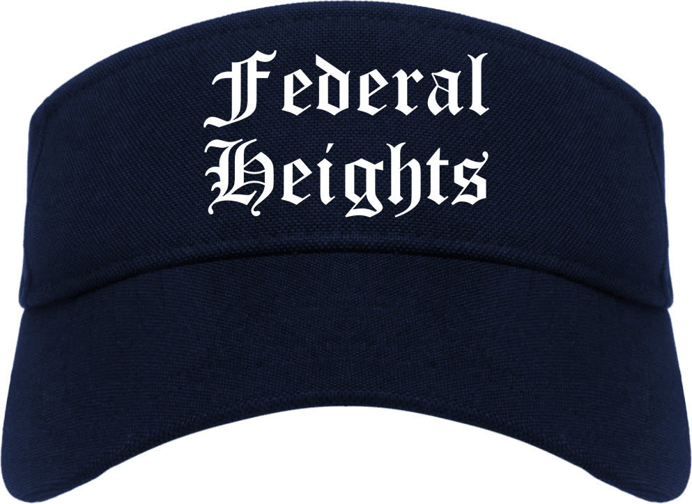 Federal Heights Colorado CO Old English Mens Visor Cap Hat Navy Blue