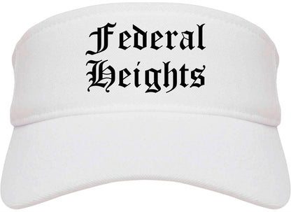 Federal Heights Colorado CO Old English Mens Visor Cap Hat White