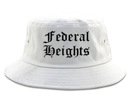 Federal Heights Colorado CO Old English Mens Bucket Hat White