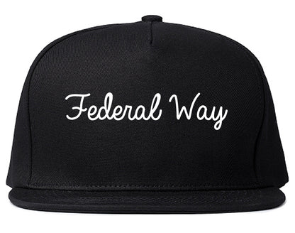 Federal Way Washington WA Script Mens Snapback Hat Black