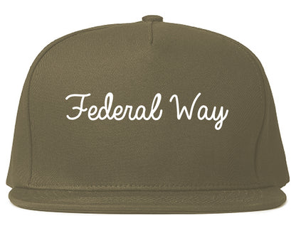 Federal Way Washington WA Script Mens Snapback Hat Grey