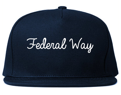 Federal Way Washington WA Script Mens Snapback Hat Navy Blue