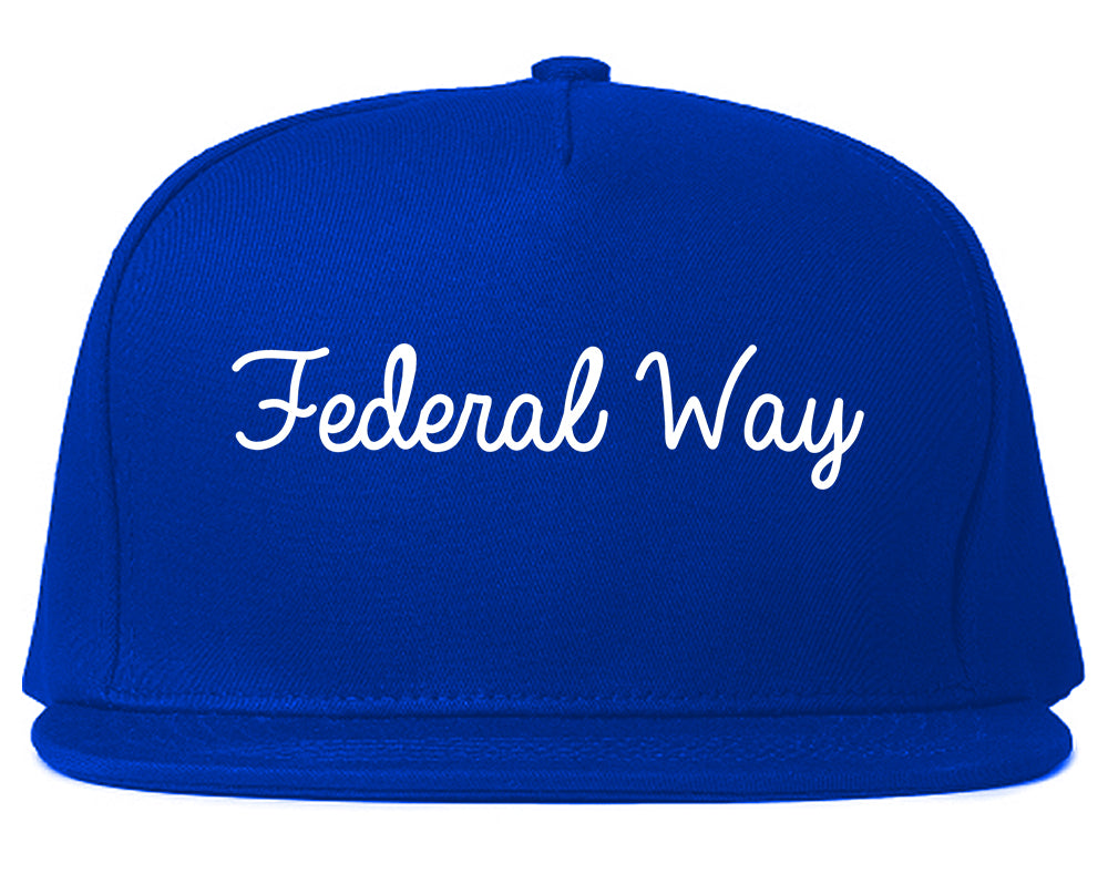Federal Way Washington WA Script Mens Snapback Hat Royal Blue