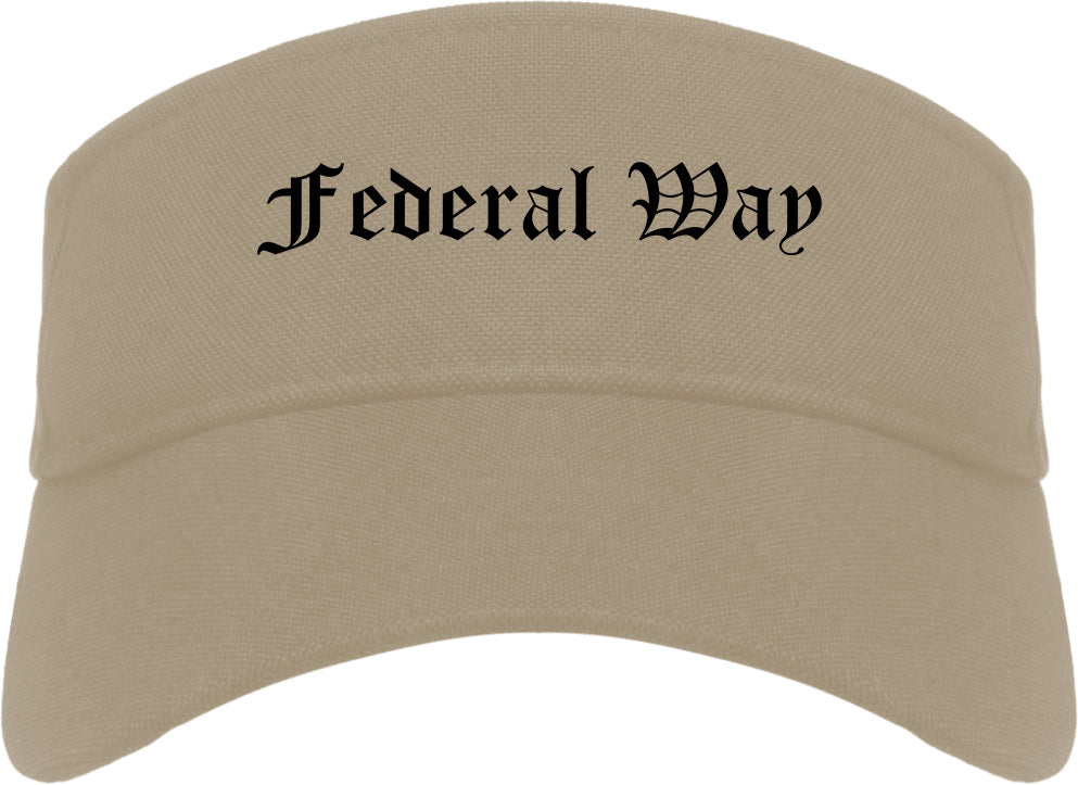 Federal Way Washington WA Old English Mens Visor Cap Hat Khaki