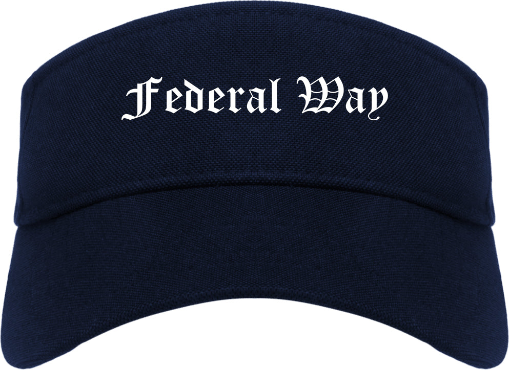Federal Way Washington WA Old English Mens Visor Cap Hat Navy Blue