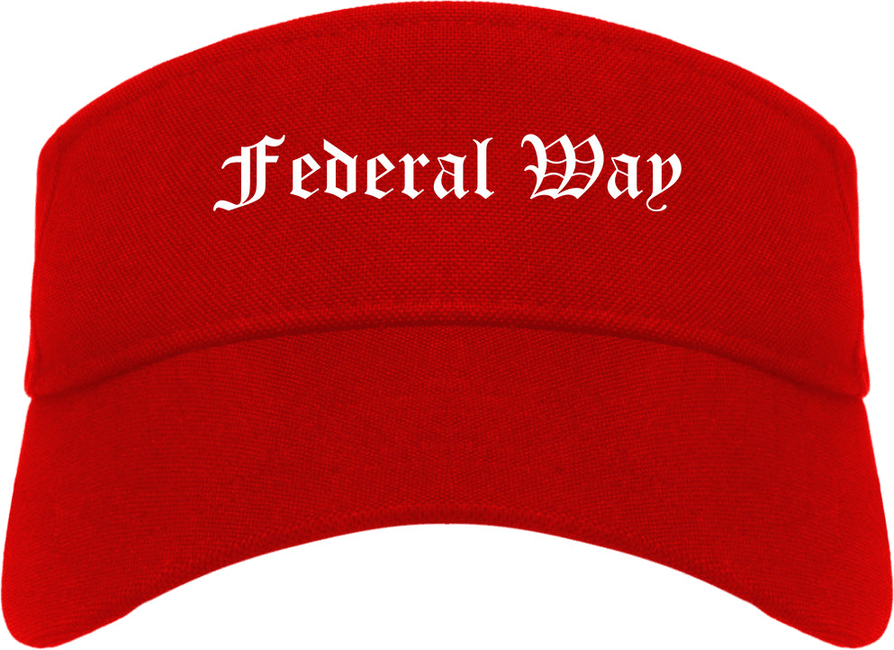 Federal Way Washington WA Old English Mens Visor Cap Hat Red
